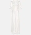 Rixo London Womens Ivory Annabella Lace-trim Puff-sleeve Satin Maxi Dress In White