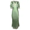 Rixo London Annina Lace Trim Midi Dress In Green Viscose In Green