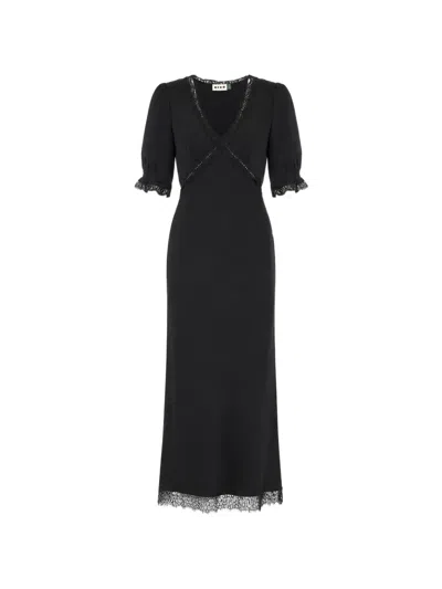 Rixo London Annina Lace-trim Midi Dress In Black