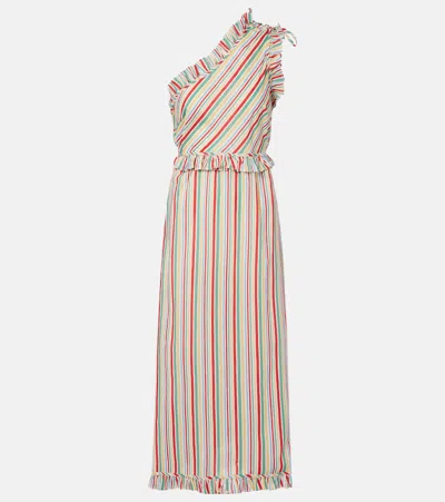 Rixo London Arabelle Striped Cotton Midi Dress In Multi