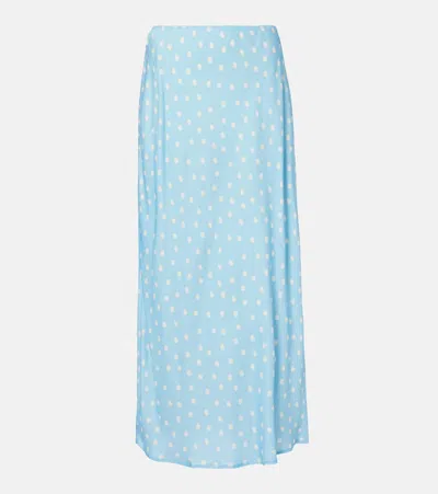 Rixo London Ardith Polka-dot Midi Skirt In Blue