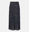 Rixo London Ardith Polka-dot Silk Midi Skirt In Blue