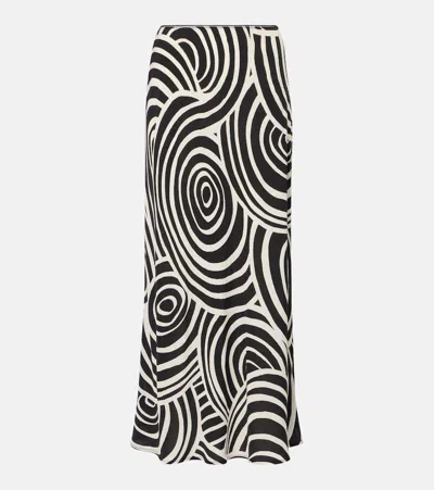 Rixo London Rixo Ardith Printed Midi Slip Skirt In Black And White