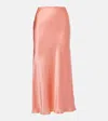 Rixo London Ardith Silk Satin Midi Skirt In Strawberry