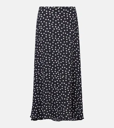 Rixo London Satin Polka Dot Areza Maxi Skirt