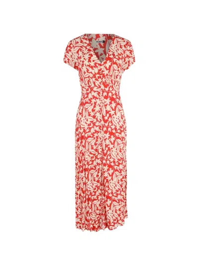 Pre-owned Rixo London Aspen Floral-print Dress In Red