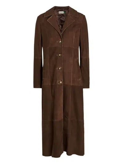 Rixo London Astrea Suede Coat In Burgundy