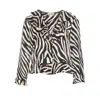 Rixo London Rixo Atlas Zebra Printed Ruffled Blouse In White