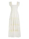 Rixo London Aubrie Ruffled Midi Dress In Gray