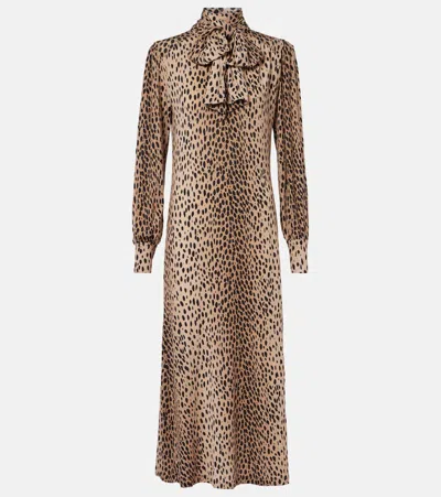 Rixo London Avalon Polka-dot Maxi Dress In Black