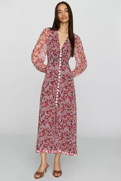 Rixo London Avalyn Floral V-neck Midi Dress In Multi