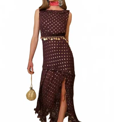 Rixo London Barrette Midi Dress In Chocolate Lurex Spot In Brown