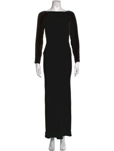 Pre-owned Rixo London Bateau Neckline Long Dress In Black