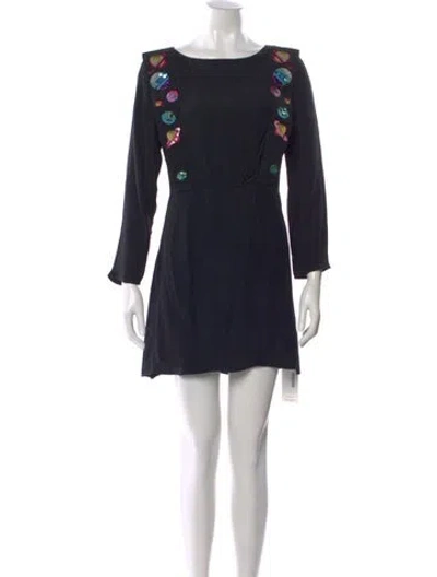 Pre-owned Rixo London Bateau Neckline Mini Dress In Black
