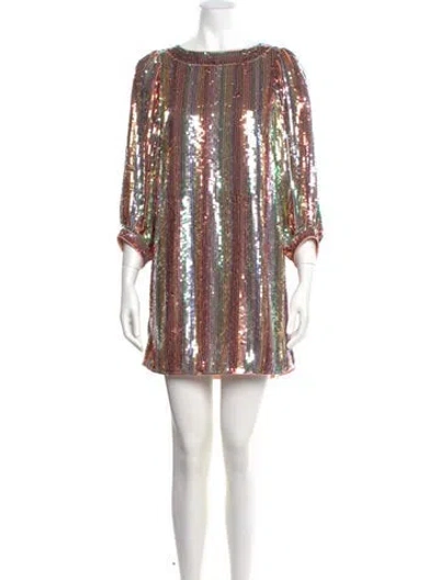 Pre-owned Rixo London Bateau Neckline Mini Dress W/ Tags In Neutral