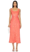 Rixo London Rixo Benedict Floral-jacquard Midi Dress In Daisy Jacquard Cayenne