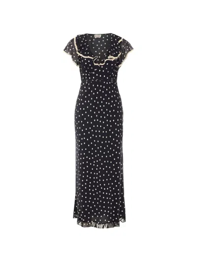 Rixo London Bethea Polka-dot Maxi Dress In Multi