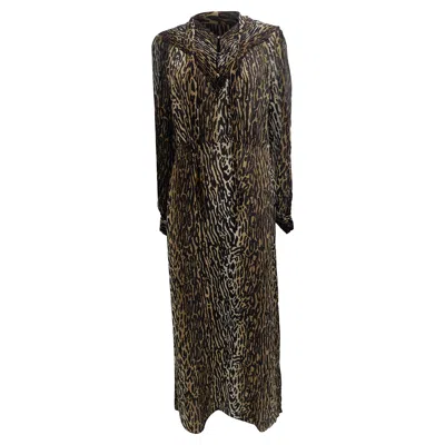 Pre-owned Rixo London Bette Leopard Midi Dress In Brown Silk In Multi