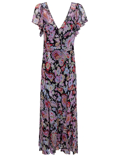 Rixo London Rixo V-neck Floral Print Dress In Multi