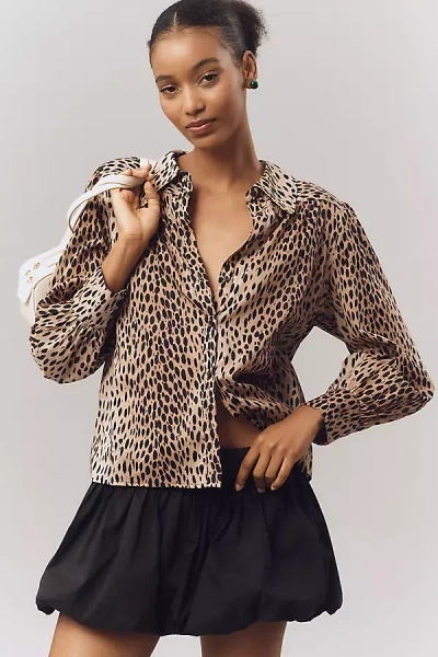 Rixo London Blake Buttondown Shirt In Brown