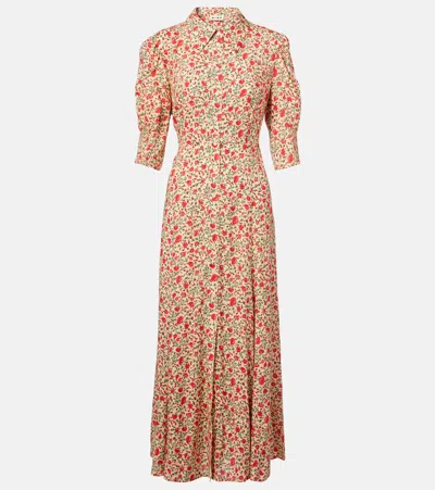 Rixo London Bloom Floral Midi Dress In Ditsy Trail Cream