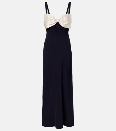 Rixo London Bow-detail Satin Midi Dress In Blue