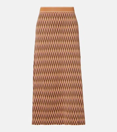 Rixo London Brandy Jacquard Midi Skirt In Brown