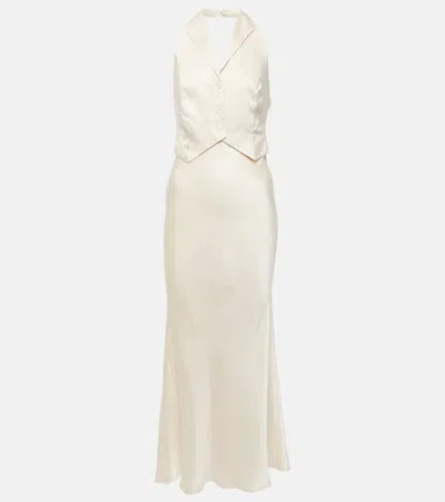 Rixo London Bridal Estella Open-back Silk Midi Dress In White