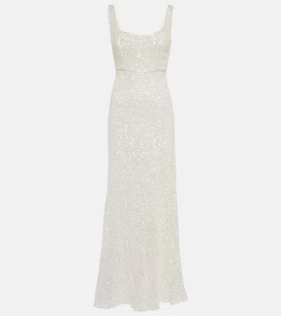 Rixo London Bridal Megan Sequined Maxi Dress In White
