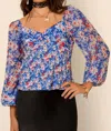 Rixo London Bridgette Top In Blue Daisy Trail In Blue