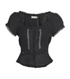 Rixo London Womens Black Sandi Lace Cotton-poplin Top In Black