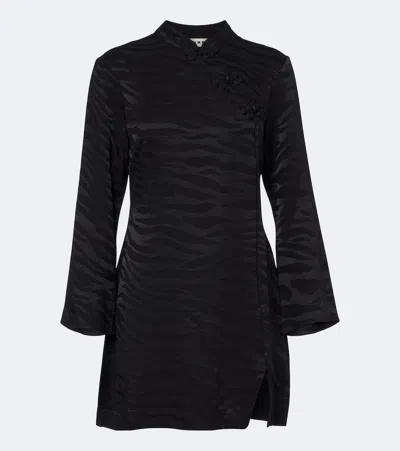 Rixo London Brooklyn Satin Jacquard Minidress In Black