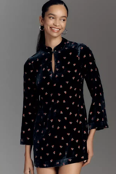 Rixo London Calla Petite Silk Blend Mini Dress In Blue