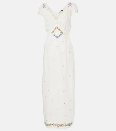 Rixo London Carey Embroidered Maxi Dress In White