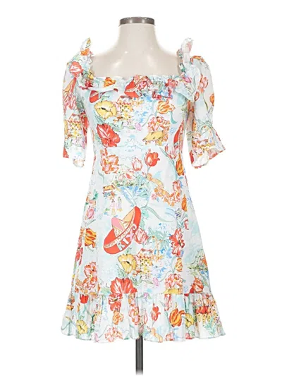 Pre-owned Rixo London Casual Dress In White