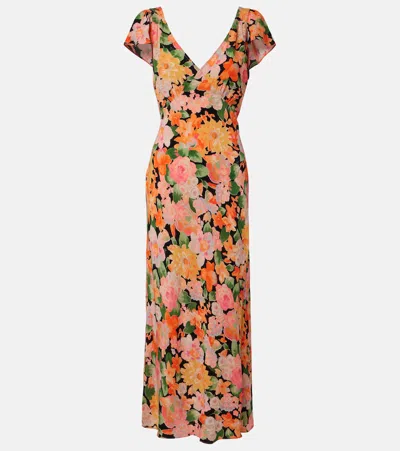 Rixo London Womens Floral Black Cathy Floral-print Woven Midi Dress In Animal Print