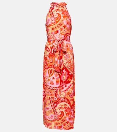 Rixo London Celeste Printed Crêpe De Chine Midi Dress In Grace Paisley Pink