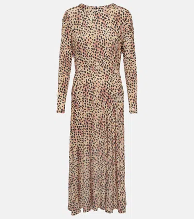 Rixo London Cerise Leopard-print Midi Dress In Multicoloured