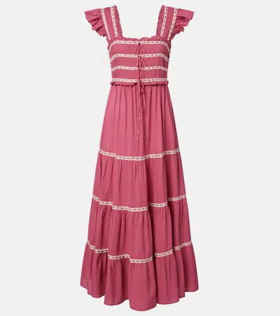 Rixo London Chandra Tiered Cotton Midi Dress In Multi