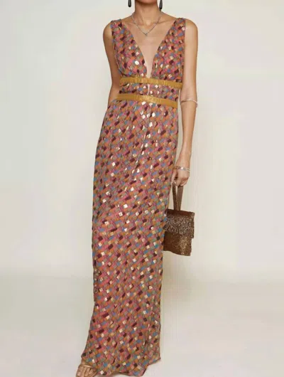 Rixo London Charlotte Lamé Chiffon Gown In Klimt Dahlia In Multi