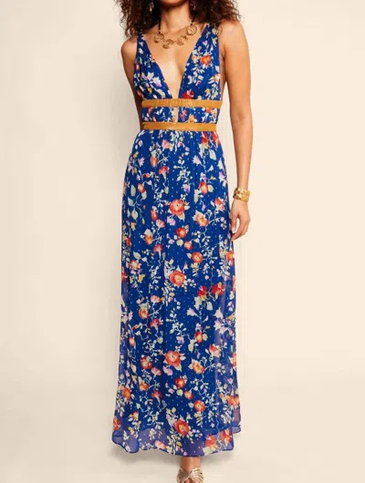 Rixo London Charlotte Maxi Dress In Waterblossom Indigo In Blue