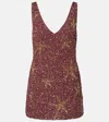 Rixo London Christabel Embellished Minidress In Burgundy