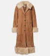 Rixo London Cienna Embroidered Suede Coat In Brown