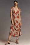 Rixo London Clarice Cap-sleeve V-neck Midi Dress In Multi