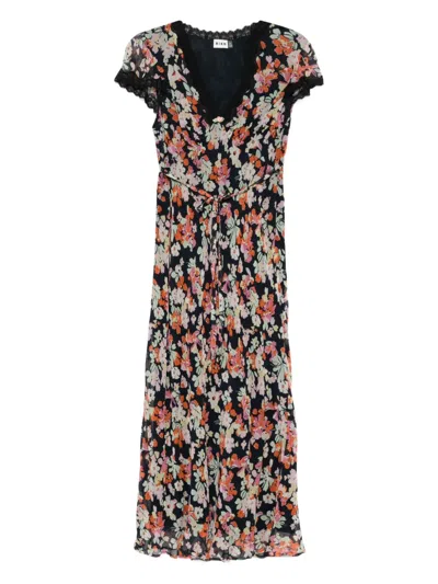 Rixo London Clarice Georgette-midikleid Mit Spitzenbesatz In Black