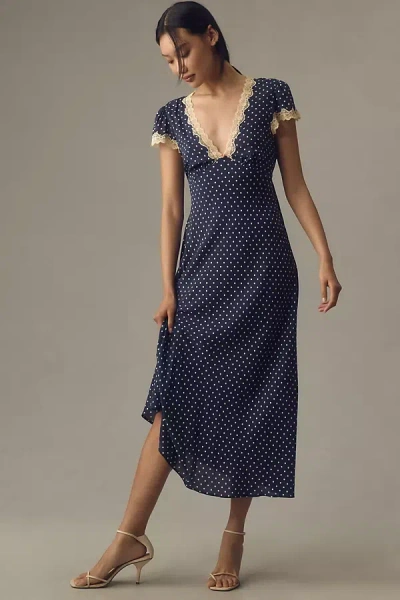 Rixo London Clarice Midi Dress In Blue