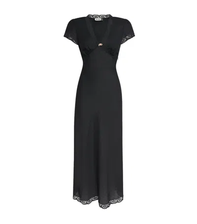 Rixo London Clarice V-neck Midi Dress In Black
