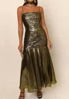 Rixo London Claudette Dress In Gold In Green