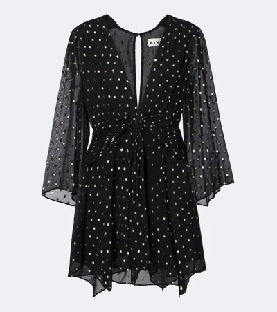 Rixo London Clove Polka-dot Chiffon Minidress In Yellow