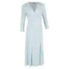 Rixo London Clover Midi Dress In Light Blue Viscose In Blue